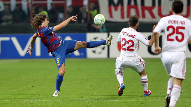 Carles Puyol during the game against Milan /PHOTO: MIGUEL RUIZ