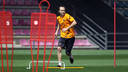 Iniesta during today's training session. PHOTO: MIGUEL RUIZ-FCB.