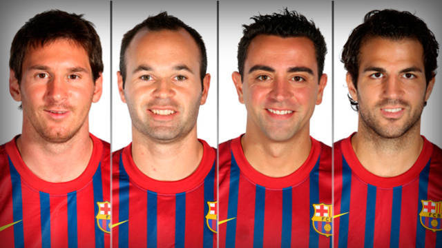 Messi, Iniesta, Xavi and Cesc