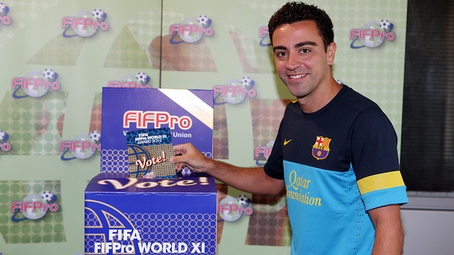 Xavi voting for the World XI team for FIFA/FIFPro 2012. PHOTO: MIGUEL RUIZ-FCB.