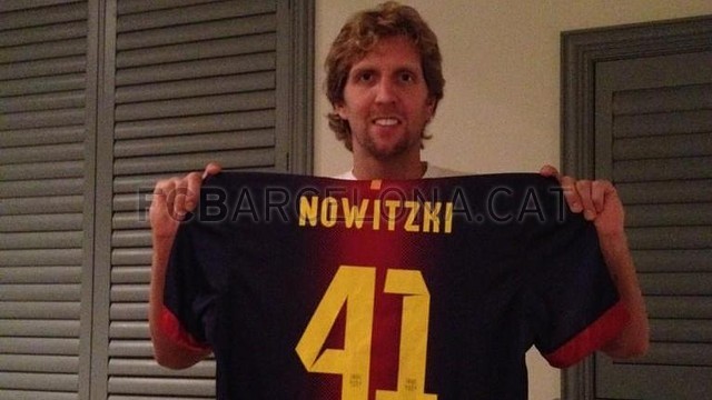Nowitzki, amb la samarreta del Barça / FOTO: @swish41