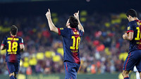 Messi celebra un dels seus dos gols contra el Reial Madrid / FOTO: MIGUEL RUIZ - FCB