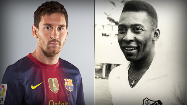 Messi, with 76 goals in 2012, surpasses Pelé's mark of 75 goals scored in 1958 