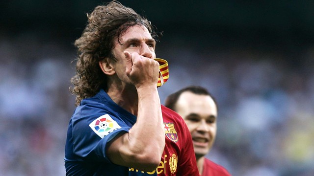 Puyol celebra el seu gol al Bernabéu el dia del 2-6 / FOTO: MIGUEL RUIZ-FCB