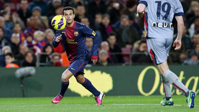 Pedro, against Osasuna /  PHOTO: MIGUEL RUIZ - FCB