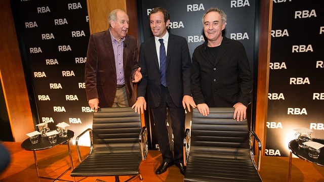 President Sandro Rosell, with Ferran Adrià and Carles Rexach / PHOTO: GERMAN PARGA - FCB