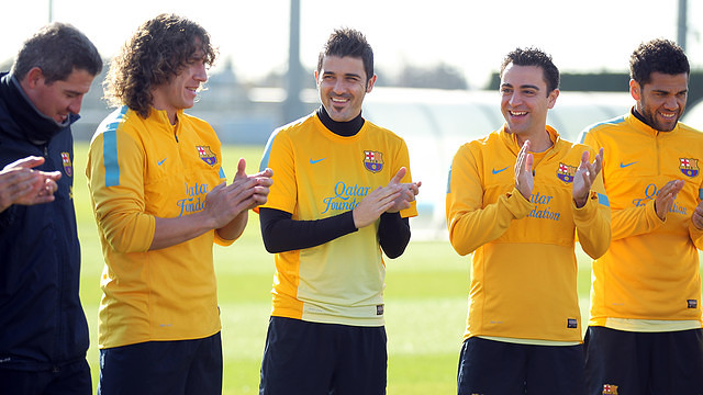 Villa during the training session / Photo Miguel Ruiz