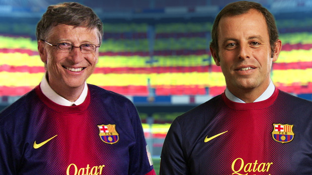 Bill Gates With Sandro Rosell At Barcelona - FlyBarca