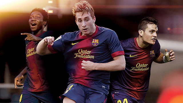 Dongou, Deulofeu and Román. PHOTO: FCB
