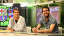  Cesc Fàbregas, on the stage of ‘'El Marcador' on Barça TV next to tennis player Tommy Robredo / FOTO: MIGUEL RUIZ - FCB