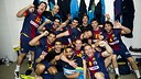 Les joueurs du FC Barcelone Intersport / Photo Alex Caparros