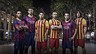 The players with the new kit for 2013/14