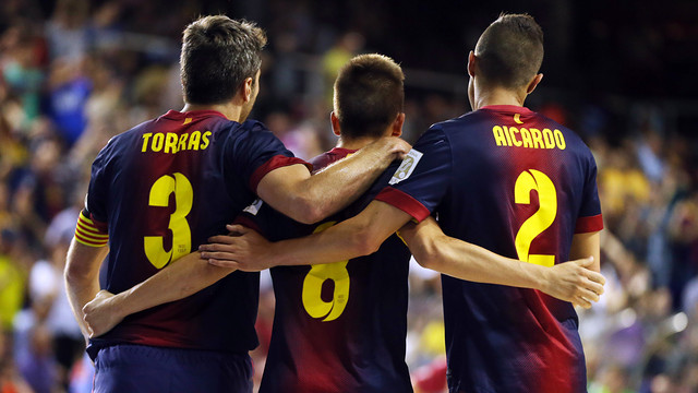 Los jugadores del Barça Alusport quieren seguir celebrando triunfos. Ahora, en Murcia / FOTO: Archivo - FCB