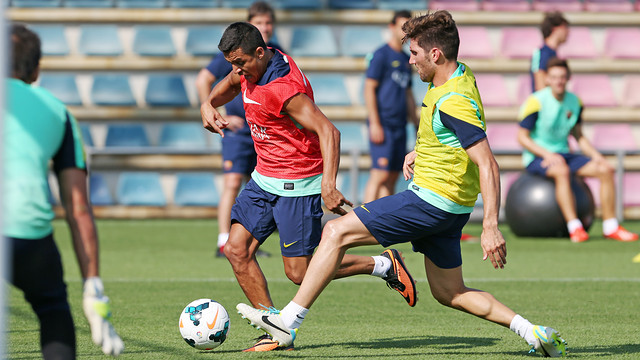 Alexis, a l'entrenament d'aquest dijous. FOTO: MIGUEL RUIZ-FCB.