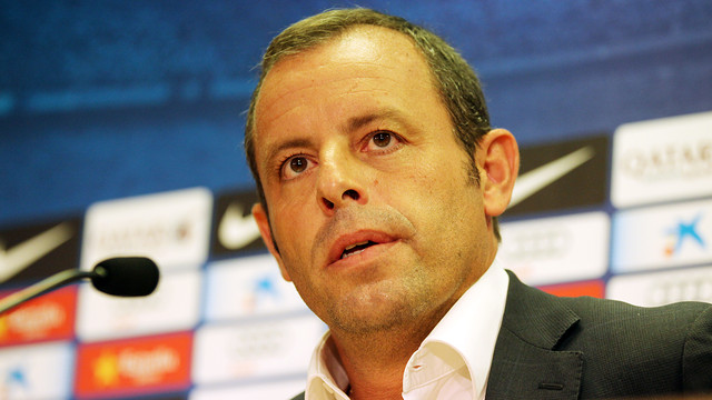 President Sandro Rosell, at the press conference  PHOTO: MIGUEL RUIZ-FCB