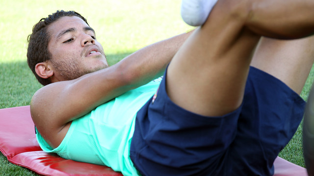 Dos Santos, durante un entrenamiento / FOTO: MIGUEL RUIZ-FCB
