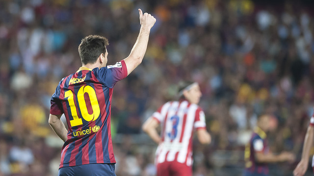 Messi in the match against Atlético Madrid. PHOTO: V. SALGADO - FCB