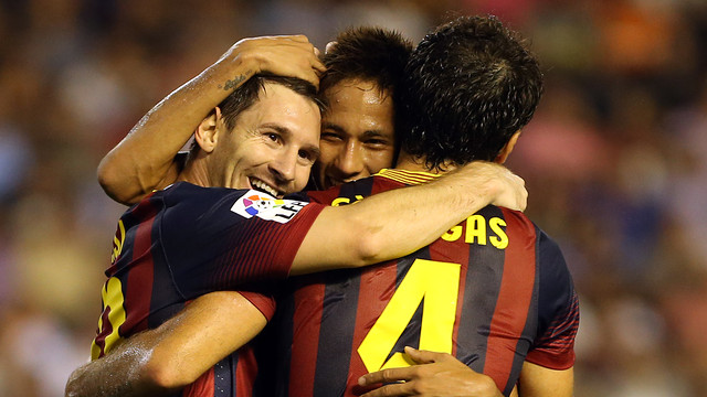 Messi, Neymar and Cesc at Valencia / PHOTO: MIGUEL RUIZ - FCB