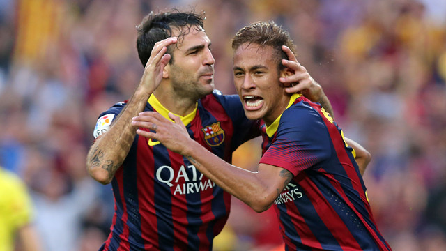 Neymar Jr i Cesc celebren l