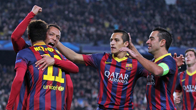 The players celebrate a goal against Celtic