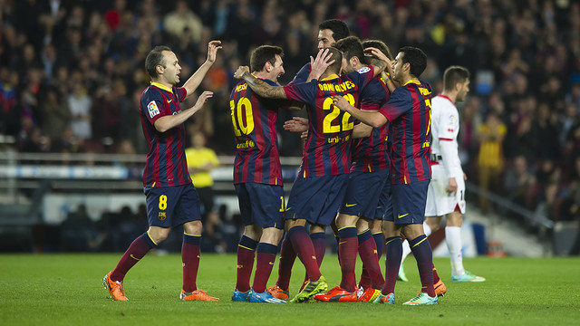 The team celebrate a goal /  PHOTO: Archive