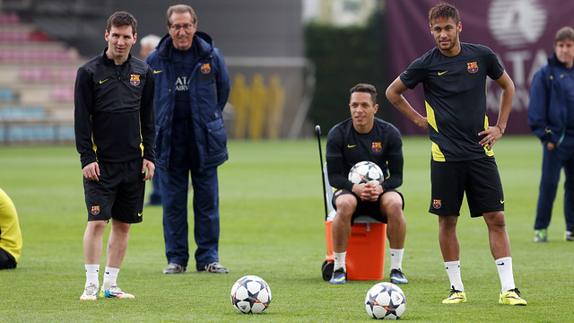 Messi and Neymar in Monday's session / PHOTO: MIGUEL RUIZ - FCB