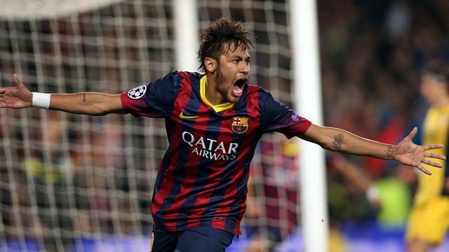 Neymar celebrates his goal. PHOTO: MIGUEL RUIZ-FCB.