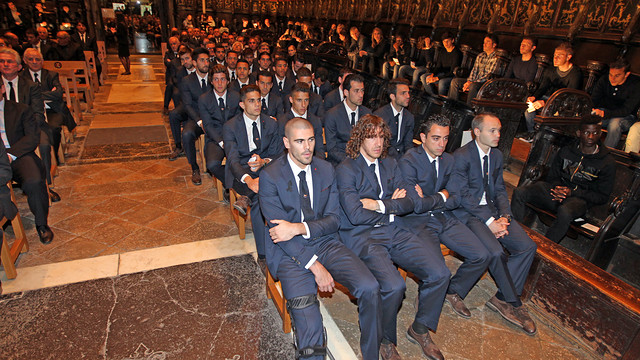 The first team at the memorial ceremony for Tito Vilanova / PHOTO: MIGUEL RUIZ - FCB