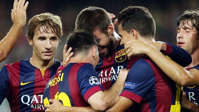 Gol de Piqué contra APOEL. FOTO: MIGUEL RUIZ-FCB.