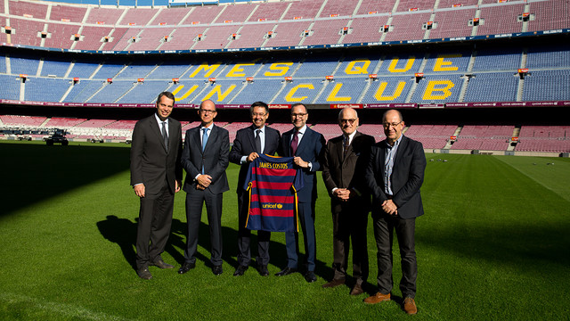 From left to right, Marcos Mandojana, Jordi Cardoner, Josep M. Bartomeu, James Costos, Carles Vilarrubí and Manel Arroyo / GERMAN PARGA - FCB From left to right, Marcos Mandojana, Jordi Cardoner, Josep M. Bartomeu, James Costos, Carles Vilarrubí and Manel Arroyo / GERMAN PARGA - FCB