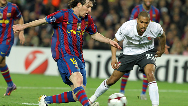 Messi just before scoring in 2010 against Arsenal / MIGUEL RUIZ - FCB