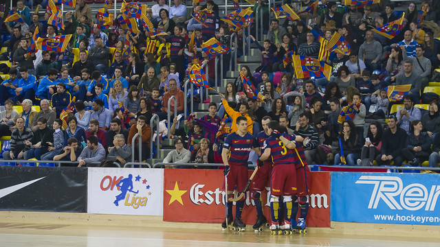 The Catalans celebrate scoring against Liceo / VICTOR SALGADO - FCB