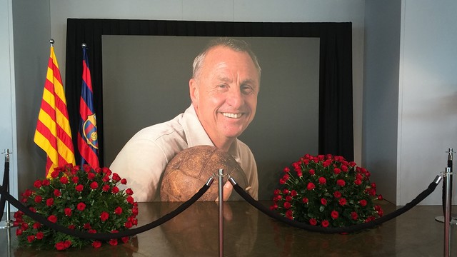 Imágen de Johan Cruyff que preside el espacio Memorial al holandès en el Camp Nou / FCB Imágen de Johan Cruyff que preside el espacio Memorial al holandès en el Camp Nou / FCB